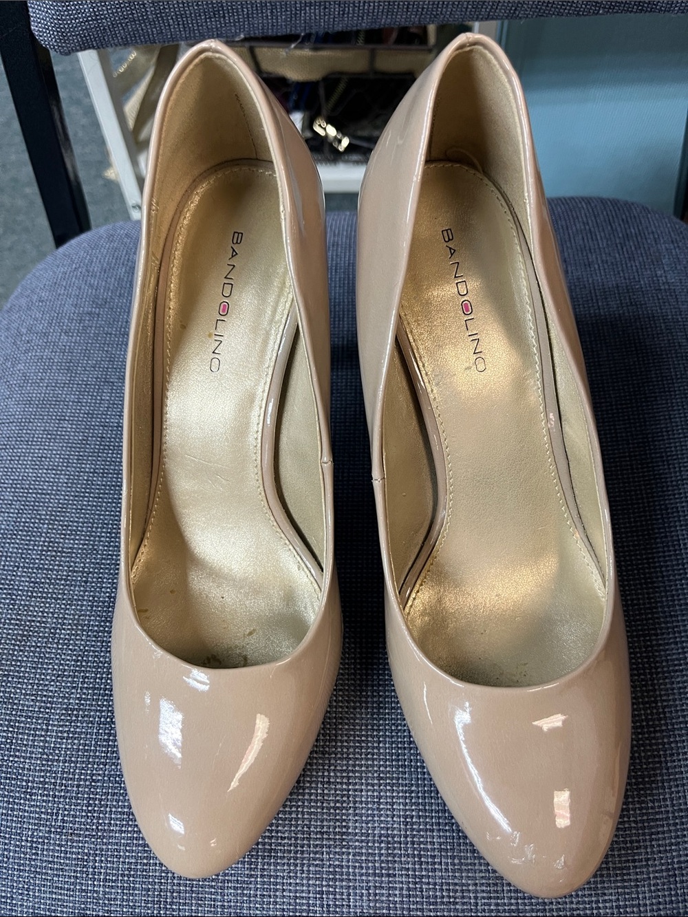 Bandolino Nude Patent Round-Toe Pumps